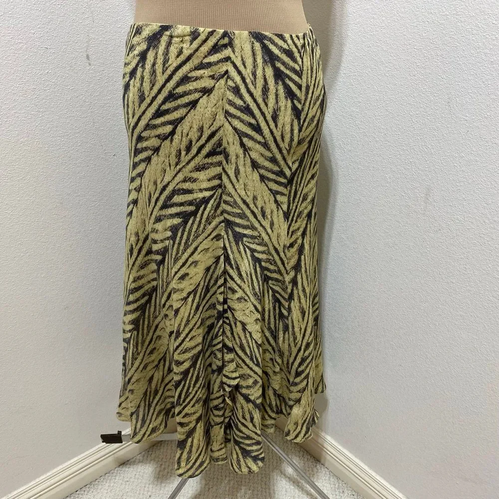 Lauren Ralph Lauren Silk Linen Skirt Zebra Print Flair Ruffle Slit Size Medium